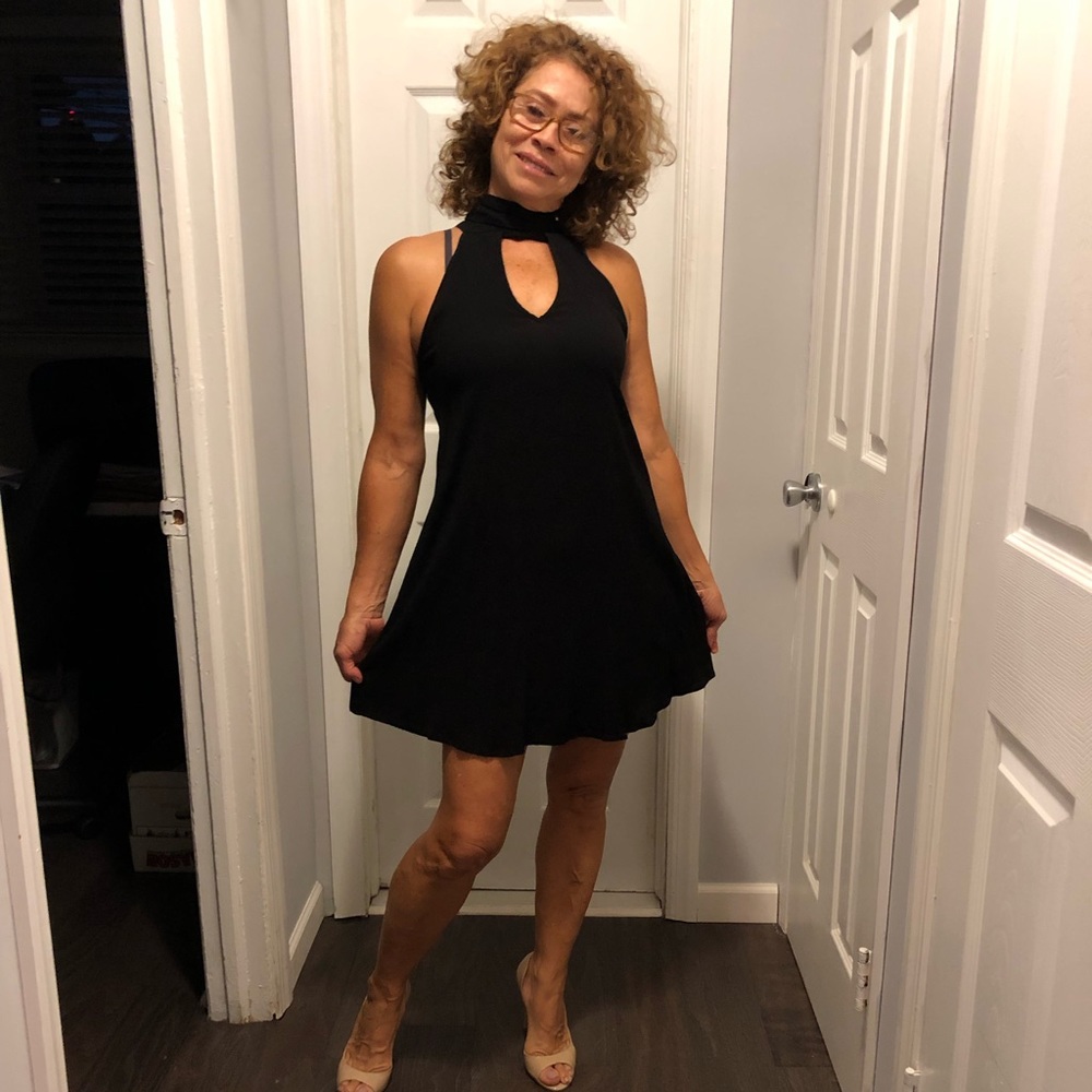 Black halter top dress